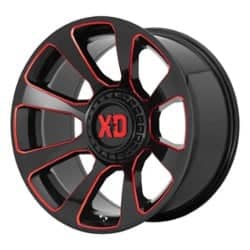 XD Series XD854 Reactor 20x10 6x135/6x139.7 -18 ET 78.1 CB Gloss Black Milled w/ Red Tint