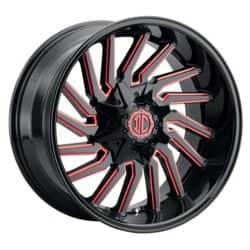 Xtreme NX-26 22x10 Blank 8 Lug -25 ET 130.8 CB Midnight Black / Red MG Milling
