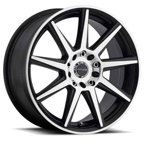 Raceline 144M Storm 18x7.5 5x112/5x120 42 ET 74.1 CB Black with Machined Face (144M-87591+42)