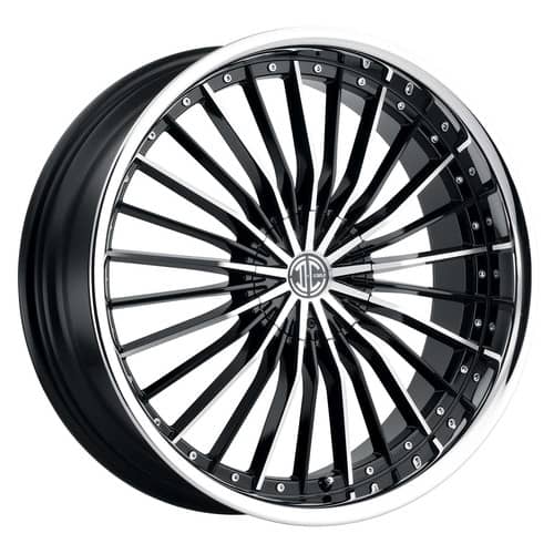 2Crave Number 26 24x8.5 Blank 5 Lug 10 ET 74.1 CB Gloss Black Diamond Cut Chrome Lip (N26-2485Z10JK)