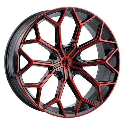 2Crave Number 42 24x10 Blank 6 Lug 15 ET 78.3 CB Gloss Black / Red Machined (N42-2410Z15MRFXD)