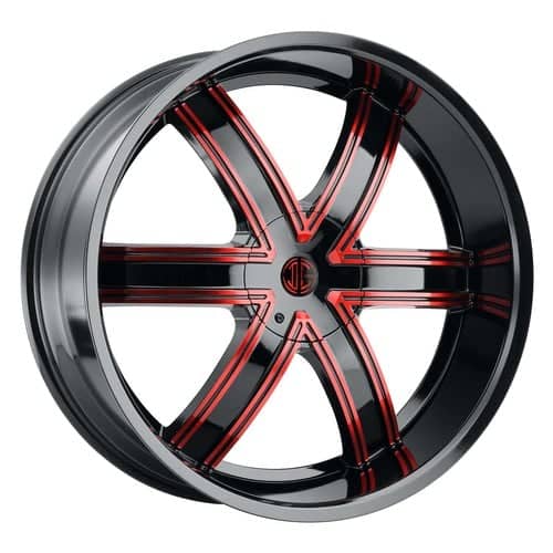 2Crave Number 44 24x10 Blank 6 Lug 15 ET 78.3 CB Gloss Black / Red Face (N44-2410Z15MRF)