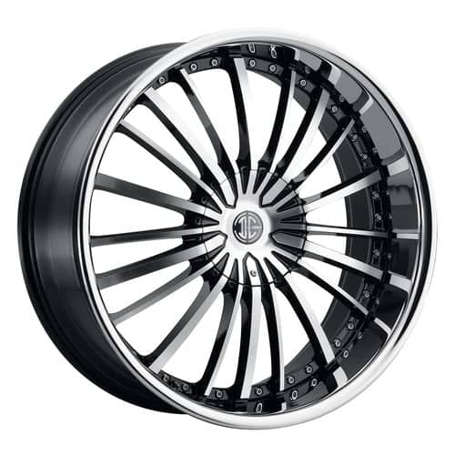 2Crave Number 48 24x10 Blank 5 Lug / Blank 6 Lug 15 ET 78.3 CB Gloss Black Diamond Cut Chrome Lip (N48-2410Z15MK)