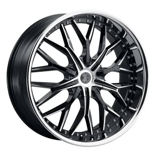 2Crave Number 49 24x10 Blank 5 Lug / Blank 6 Lug 15 ET 78.3 CB Gloss Black Diamond Cut Chrome Lip (N49-2410Z15MK)