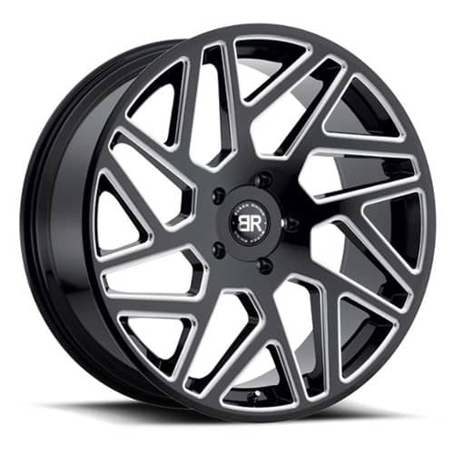 Black Rhino Cyclone 24x10 6x139.7 25 ET 112 CB Gloss Black with Milled Spokes (2410CYC256140B12)