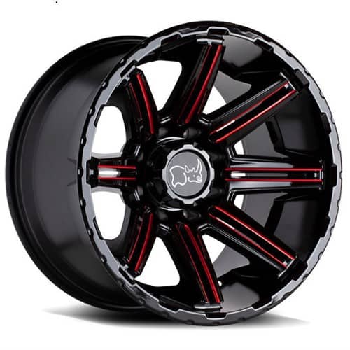 Black Rhino Rampage 20x12 6x139.7 -44 ET 112.1 CB Black w/Red Milled Spokes (2012RPG-46140R12)
