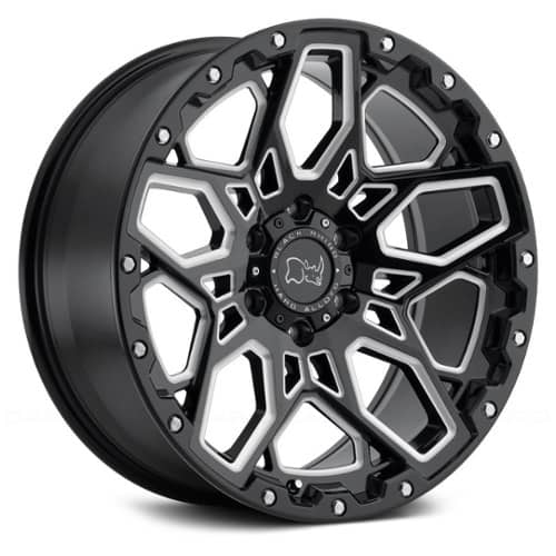 Black Rhino Shrapnel 17x9.5 6x135 12 ET 87.1 CB Gloss Black with Milled Spokes (1795SHR126135B87)