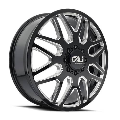 Cali Off-Road Invader Dually Front 9115D Gloss Black/Milled Spokes (9115D-22881BMF115)