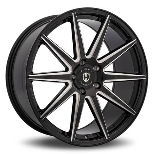Curva C49 20x10.5 5x114.3 35 ET 73.1 CB Black with Milled Windows (C49-201051143573BMW)
