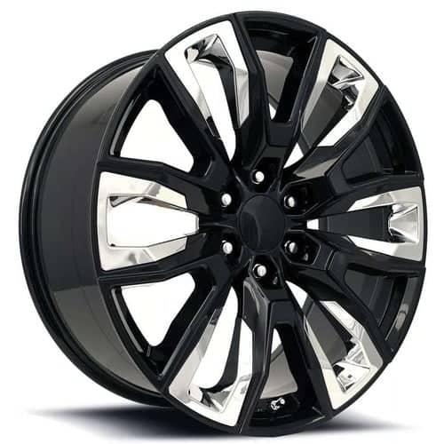 Factory Reproductions Fr207 Gmc Split 6 22x9 6x139.7 28 ET 78.1 CB Black Machined/Chrome Inserts (207290286512)