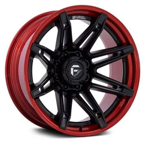 Fuel Brawl FC401 22x12 8x180 -44 ET 124.2 CB Matte Black w/Candy Red Lip (FC401MQ22128844N)