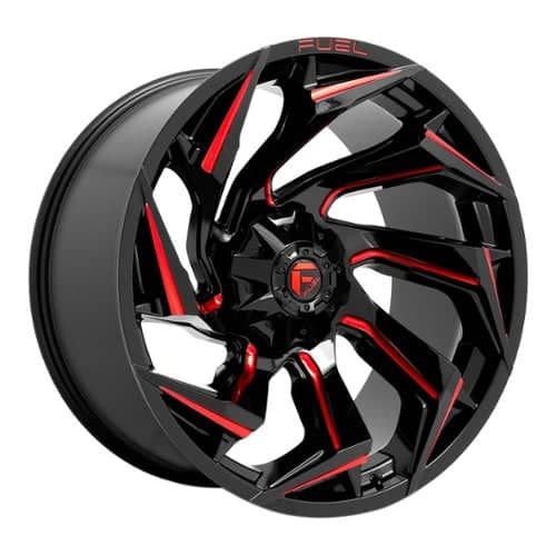 Fuel Reaction D755 22x10 5x114.3/5x127 -18 ET 78 CB Gloss Black Milled with Red Tint (D75522002647)