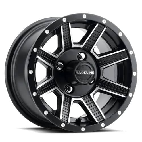 Raceline G92M Hostage Golf UTV 12x7 4x101.6 5 ET 68 CB Satin Black Milled (G92M-27040+05)