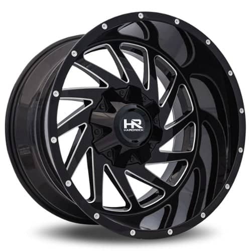 Hardrock Offroad H704 Crusher 20x12 8x180 -44 ET 124.3 CB Gloss Black Milled (H704-201278044GBM)