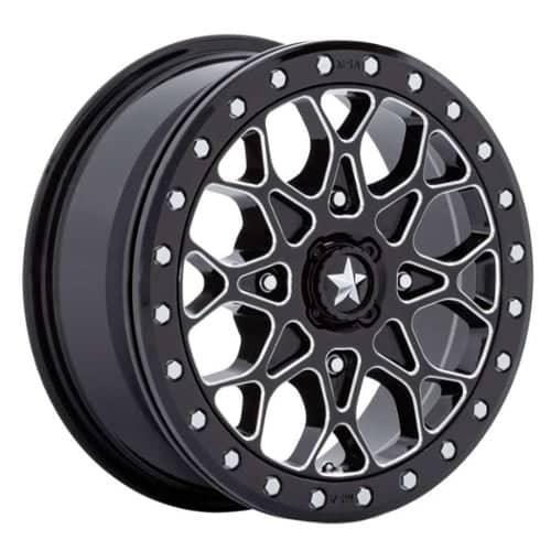 MSA Offroad M48 Portal Beadlock Gloss Black Milled, Black Ring (MA048BE15604038)