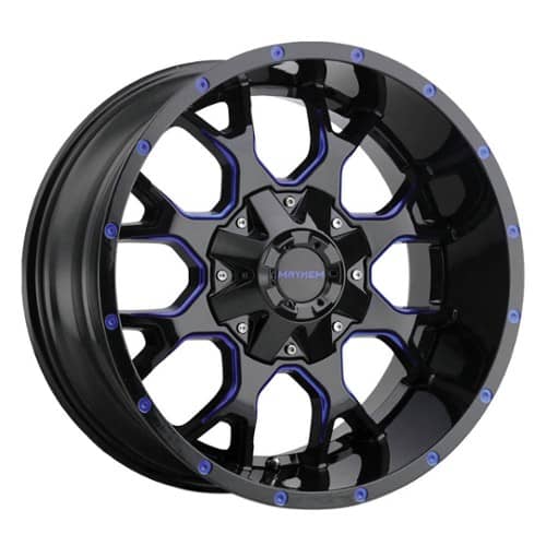 Mayhem 8015 Warrior 20x10 8x165.1/8x170 -25 ET 130.8 CB Black w/Prism Blue (8015-2176BTB)