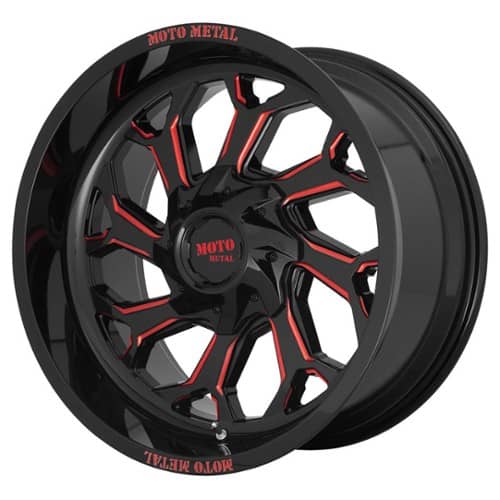 Moto Metal MO999 20x10 Blank 5 Lug/Blank 6 Lug/Blank 8 Lug -18 ET 78.1 CB Gloss Black Milled with Red Tint (MO99921000918N)