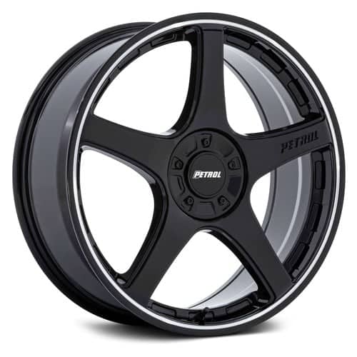 Petrol P2E 18x8 Blank 5 Lug 35 ET 72.56 CB Gloss Black w/Machined Lip (PE003BD18800035)