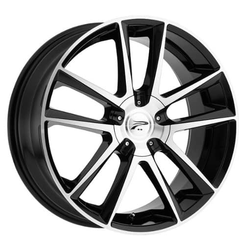 Platinum 436U Gemini 17x7.5 4x100/4x108 40 ET 72.56 CB Gloss Black w/ Cut Face (436-7701U+40)