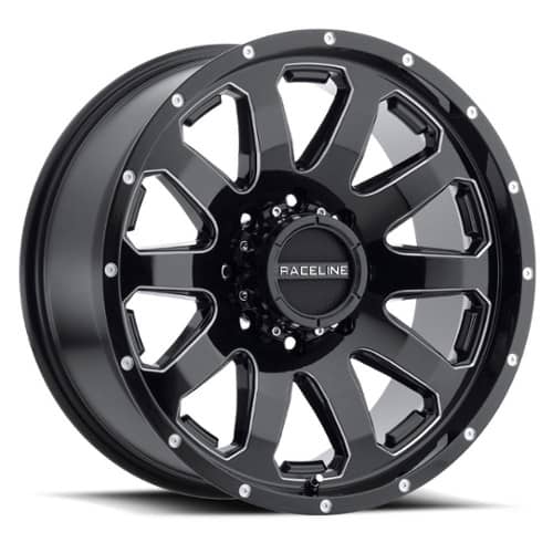 Raceline 938M Enforcer 20x9 5x127 -12 ET 78.1 CB Black with Milled Accents (938M-29050-12)