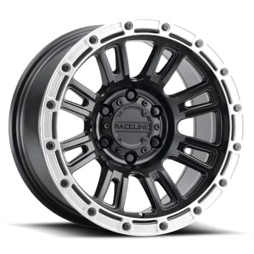 Raceline 956BS Compass 18x9 8x180 18 ET 125.2 CB Satin Black w/Silver Ring (956BS-89088+18)
