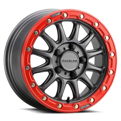 Raceline A14GR Alpha Beadlock 15x7 5x114.3 53 ET Gunmetal w/ Red Ring (A14GR-57012+53)
