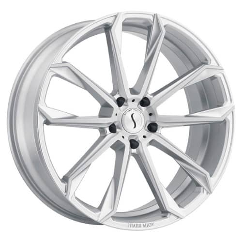 Status Mastadon 22x9.5 5x127 25 ET 76.1 CB Silver with Brushed Machine Face (2295MST255127S76)