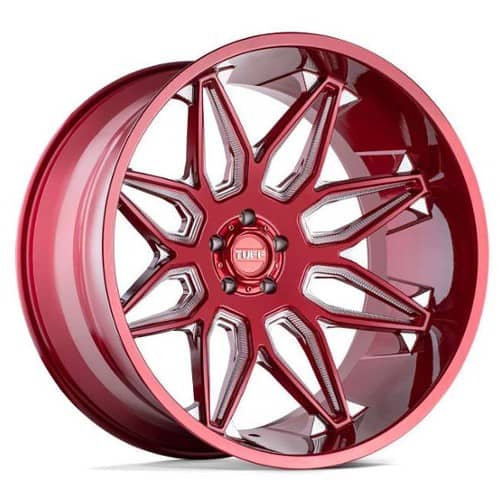 Tuff A.T. T3B 24x14 5x127 -72 ET 71.5 CB Candy Red w/Milled Spokes (2414T3B-25127R71)