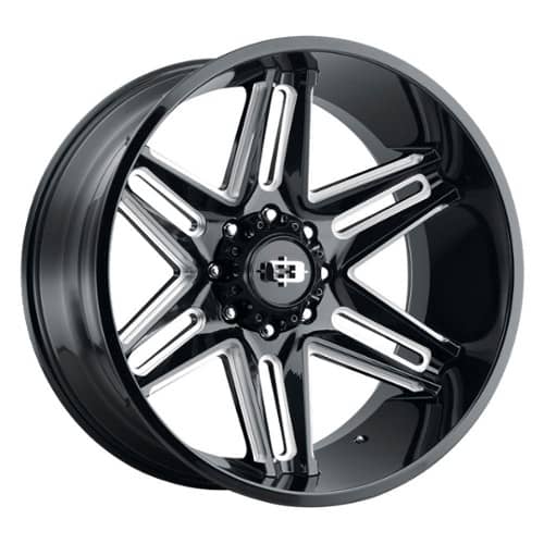 Vision 363 Razor 20x10 5x150 -25 ET 110.2 CB Gloss Black Milled Spoke (363-20050GBMS-25)