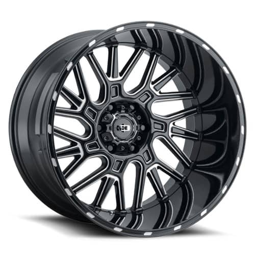 Vision 404 Brawl 22x12 5x139.7 -51 ET 108 CB Gloss Black Milled Spoke (404-22285GBMS-51)