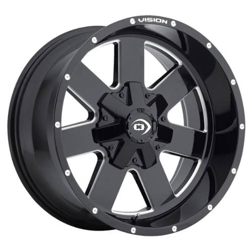 Vision 411 Arc 17x9 5x139.7 12 ET 108 CB Gloss Black Milled Spoke (411-7985MS12)