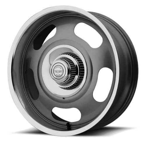 American Racing VN506 Rally 1PC 17x7 Blank 5 Lug 0 ET 78.3 CB Mag Gray Center with Polished Lip (VN50677000400)