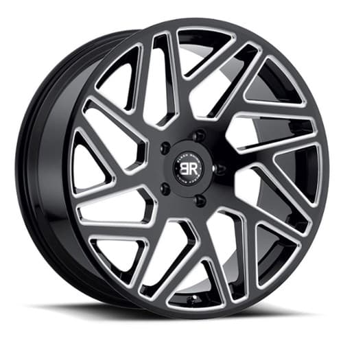 Black Rhino Cyclone 22x9.5 6x139.7 15 ET 112 CB Gloss Black with Milled Spokes (2295CYC156140B12)