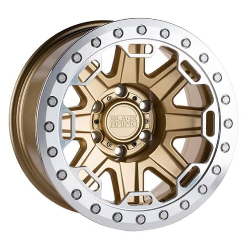 Black Rhino Rift Beadlock 17x8.5 6x139.7 -30 ET 112.1 CB Matte Gold W/Machined Ring (1785RFT-06140L12)