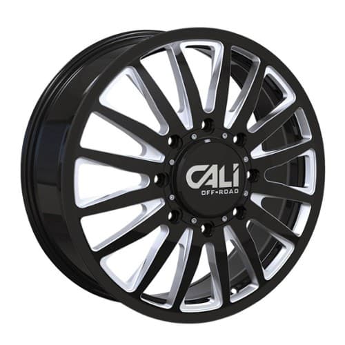 Cali Off-Road Summit Dually 9110D Front Gloss Black Milled Spokes (9110D-2881BMF115)