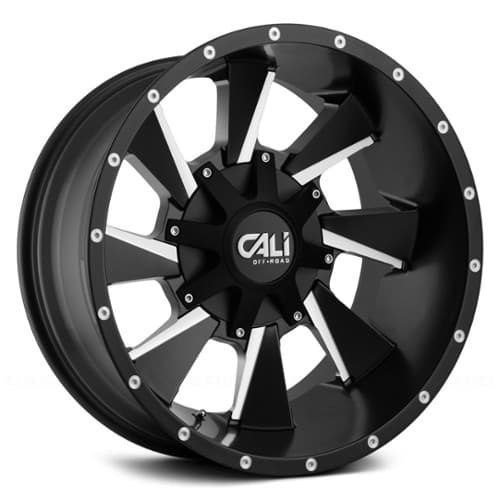 Cali Off-Road 9106 Distorted 24x12 8x165.1/8x170 -44 ET 130.8 CB Satin Black/Milled Spokes (9106-24276M)