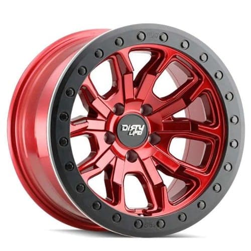 Dirty Life 9303 DT-1 17x9 5x139.7 -12 ET 108 CB Simulated Beadlock Red (9303-7985R12)