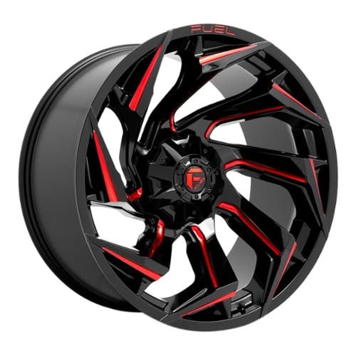 Fuel Reaction D755 24x12 8x170 -44 ET 125.1 CB Gloss Black Milled with Red Tint (D75524201747)