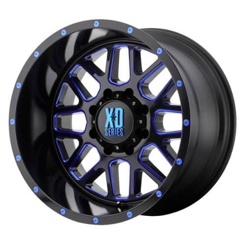 XD Series XD820 Grenade 20x9 8x180 18 ET 124.2 CB Satin Black Milled w/Blue Clear Coat (XD82029088918BC)