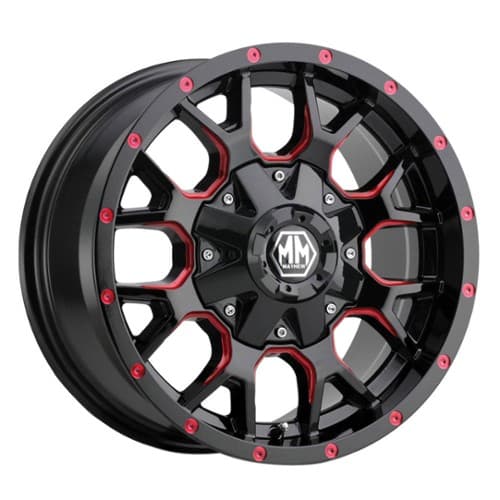 Mayhem 8015 Warrior 20x9 6x135/6x139.7 18 ET 106 CB Black w/Prism Red (8015-2937BTR18)