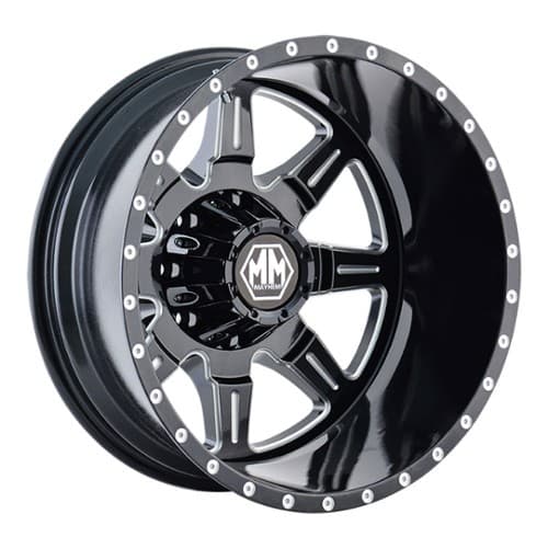 Mayhem 8101 Monstir Dually Rear 19.5x6.75 8x170 -143 ET 124.9 CB Black w/Milled Spokes (8101-9670MR)