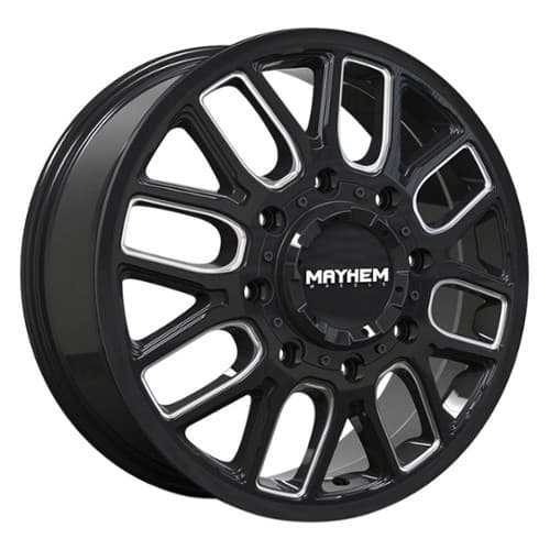 Mayhem 8107 Cogent Dually Front Gloss Black w/Milled Spokes (8107D-2881BMF115)