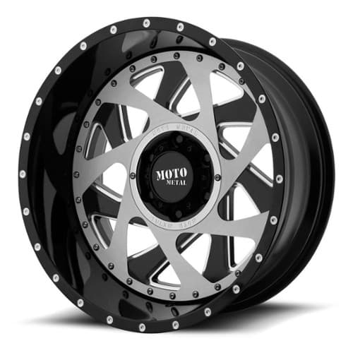 Moto Metal MO989 20x12 6x139.7 -44 ET 106.3 CB Gloss Black Milled With Brushed Inserts (MO98921268344N)