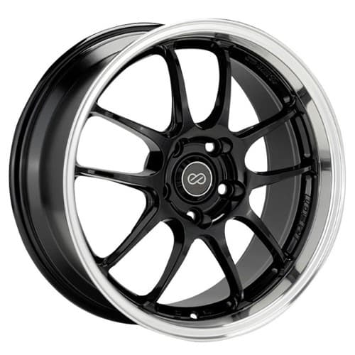Enkei PF01 SS 17x8 5x114.3 50 ET 75 CB Gloss Black with Machined Lip (460-780-6550BKM)