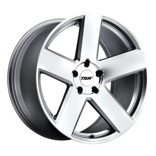 TSW Alloy Bristol 18x9.5 5x112 35 ET 72.1 CB Silver W/Mirror Cut Face (1895BRS355112S72)
