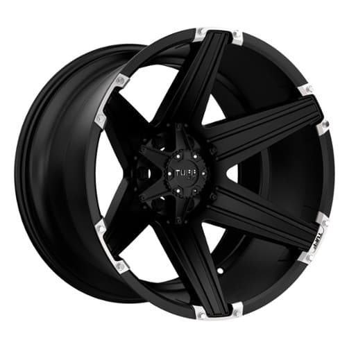 Tuff A.T. T12 24x11 6x139.7 -45 ET 108.1 CB Satin Black with Brushed Inserts (2411T12-56140M08)