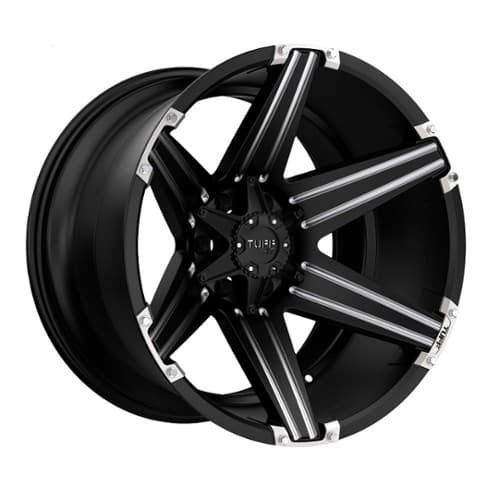 Tuff A.T. T12 17x9 6x139.7 0 ET 106.1 CB Satin Black with Milled Spokes and Brushed Inserts (1790T12006140F06)