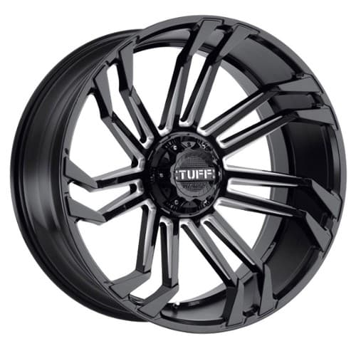 Tuff A.T. T21 22x12 6x139.7 -45 ET 112.1 CB Gloss Black with Milled Spokes (2212T21-56140B12)
