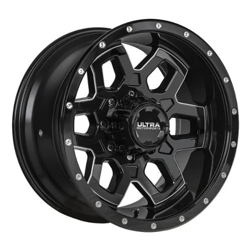 Ultra 217 Warlock 18x9 5x139.7/5x127 12 ET 87 CB Gloss Black w/ CNC Milled Accents & Clear Coat (217-8905BM+12)