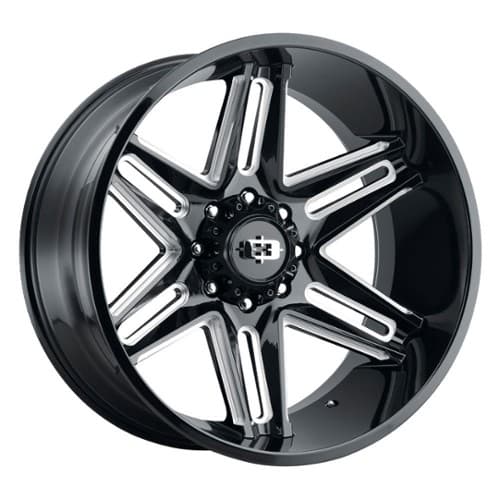 Vision 363 Razor 24x12 5x139.7 -51 ET 108 CB Gloss Black Milled Spoke (363-24285GBMS-51)